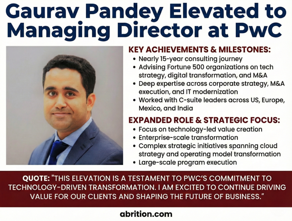 PwC Elevates Gaurav Pandey To Managing Director - Abrition